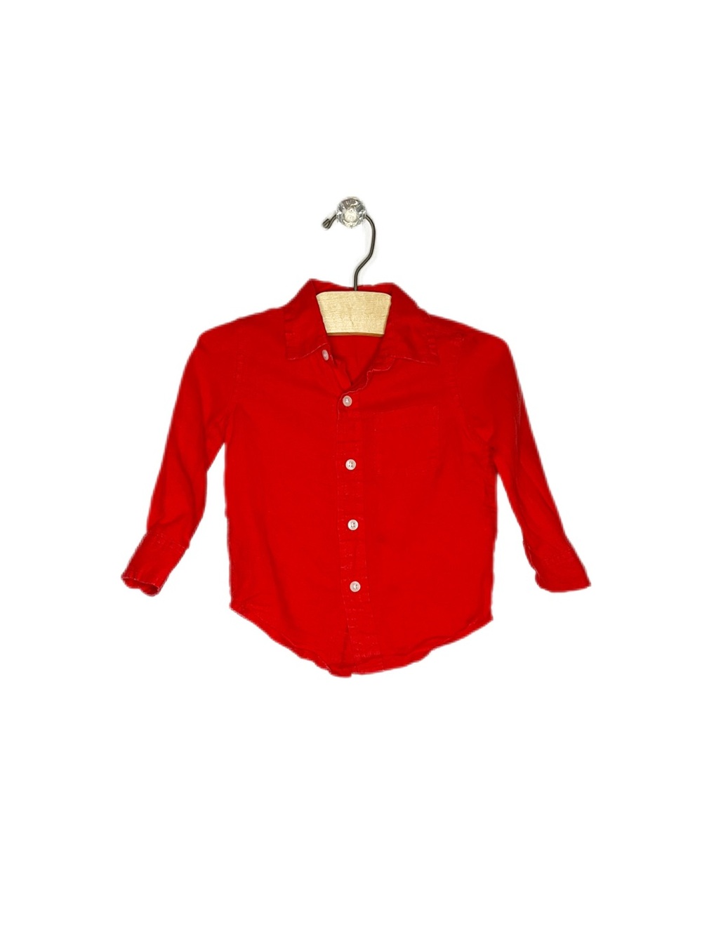 Janie and Jack 12-18m Bright Red Button-Down Linen Shirt